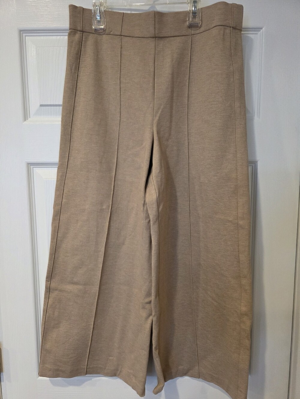 Jones New York Wide-Leg Knit Pants in Taupe Women's Trousers Size Large